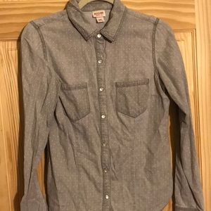 Grey polka dot button down
